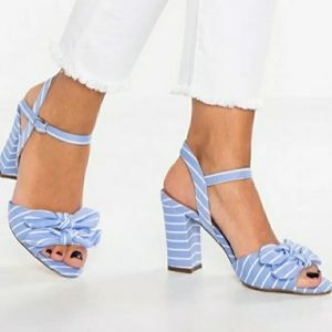 MADDEN GIRL Womens Bows Light Blue  Formal Peep Toe Sandals 4" Heel  8.5